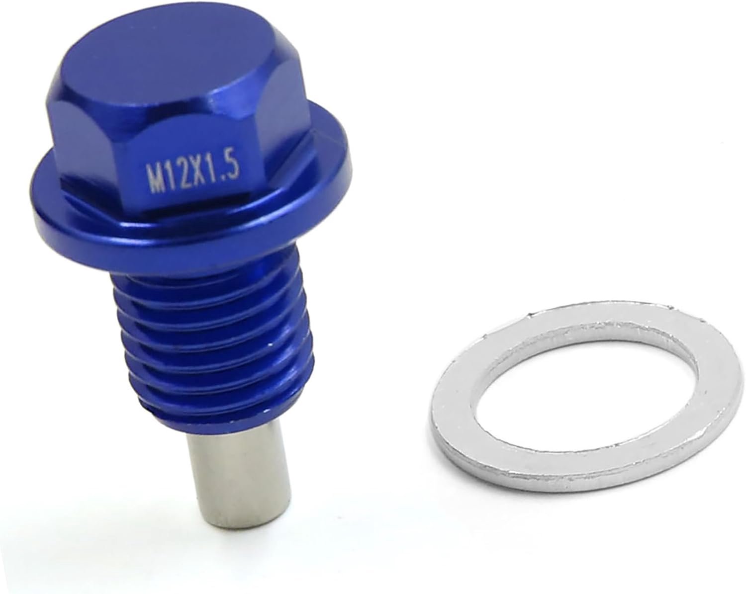 Motorolieaftapplug voor wagen met afdichting M12 x 1,5 van aluminiumlegering blauw