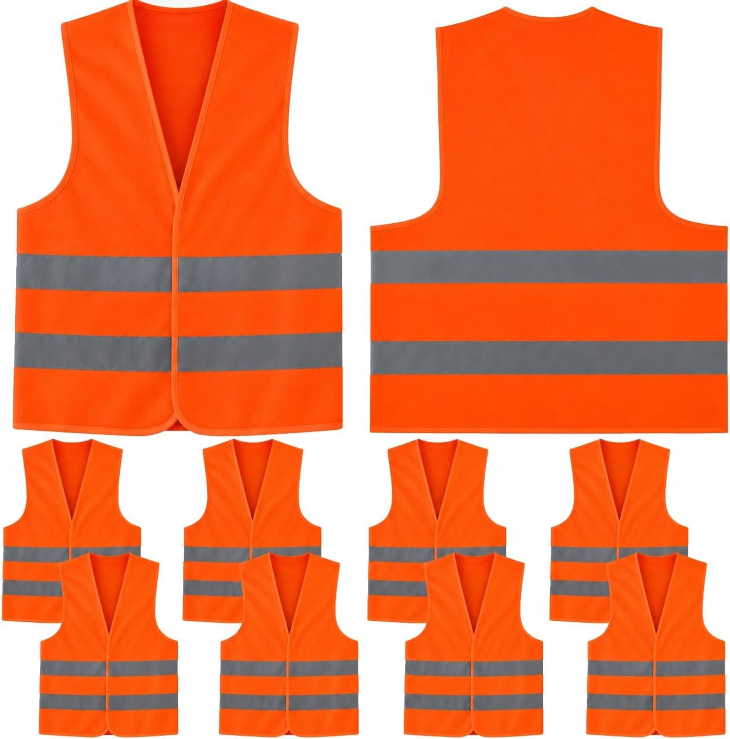 Auto, set van 10, oranje veiligheidsvest met