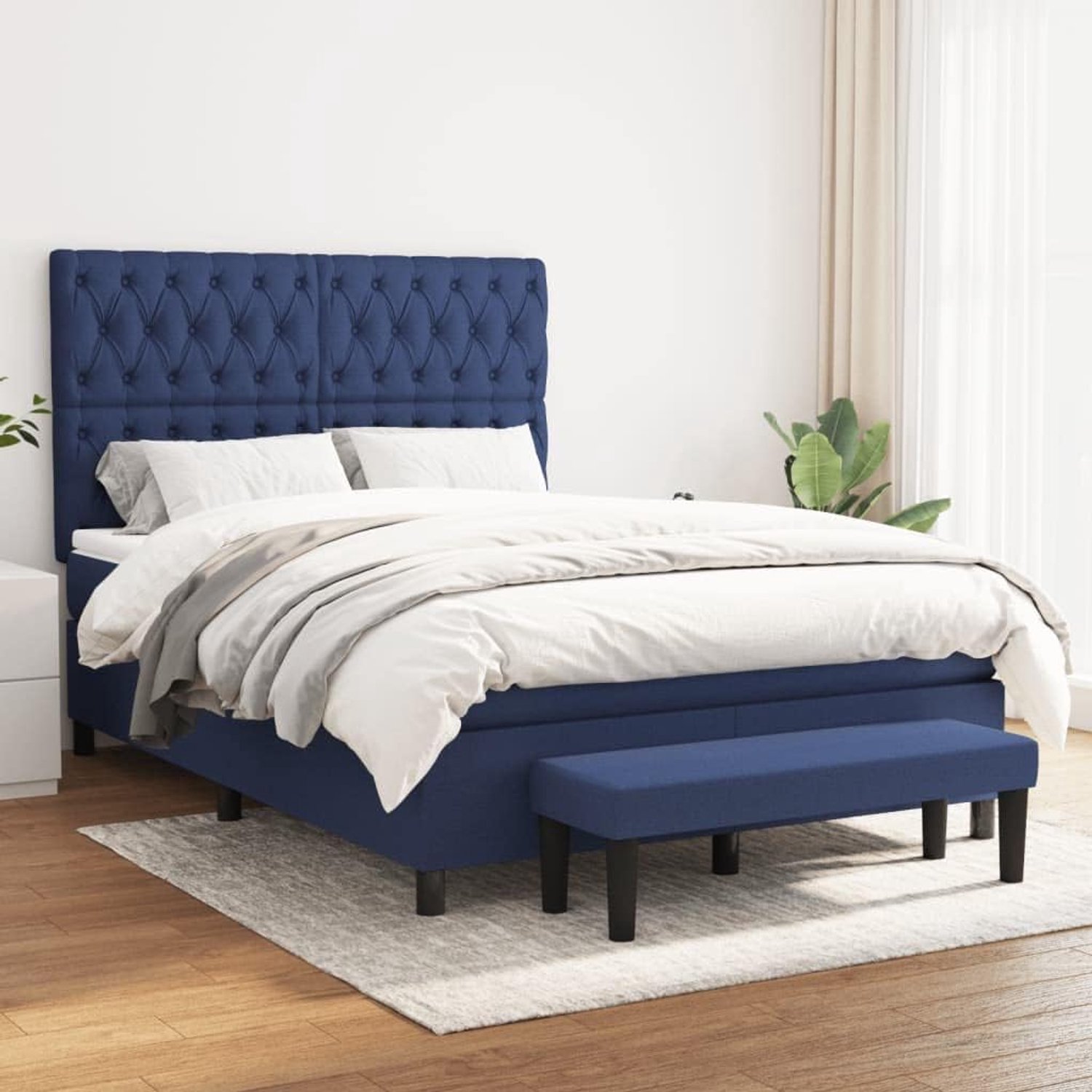 Stof Verstelbaar hoofdbord Boxspring 140x200 Blauw