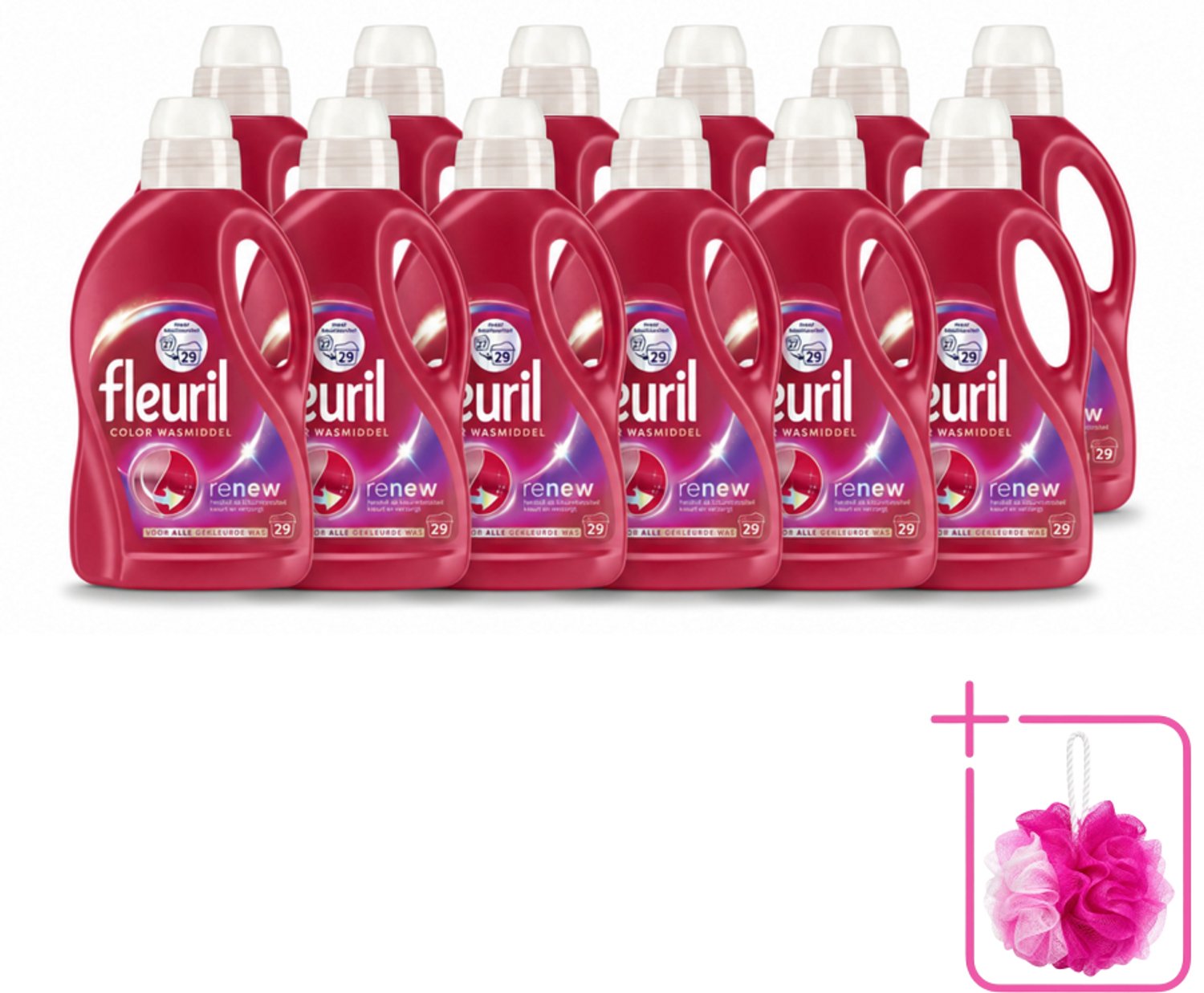 12 x Fleuril – Wasmiddel - Color – 29 wasbeurten – 1,305 L - Bulkverpakking - Kleurbehoud - Douchemop - Wasmiddel voor gekleurde kleding