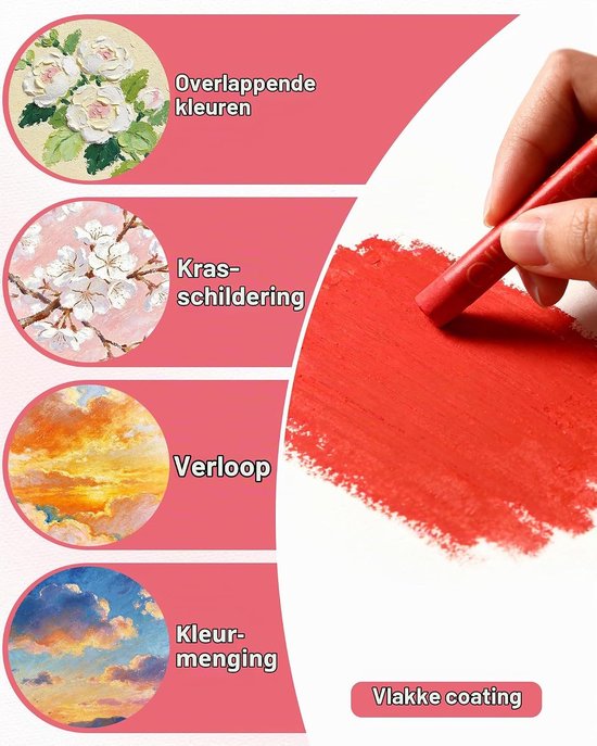 48 kleuren plus 4 witte, levendige kleuren, extra zacht oliekrijt, eenvoudig mengen en schaduwen, duurzame oliepastels, geschikt voor kunstenaarsbenodigdheden, voor kunstenaars en — afbeelding 4