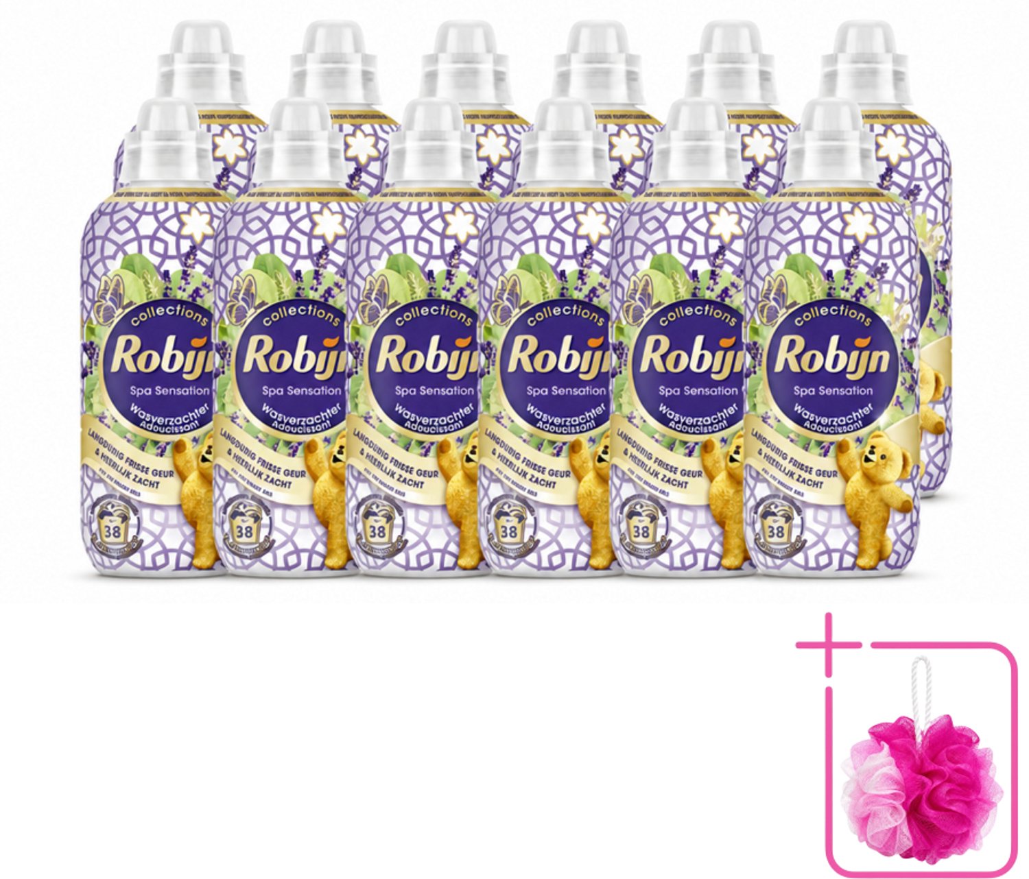 12 x Robijn – Wasverzachter – Intense Spa Sensation – 765 ml - Bulkverpakking - Wasverzachter - Douchemop - Eucalyptus