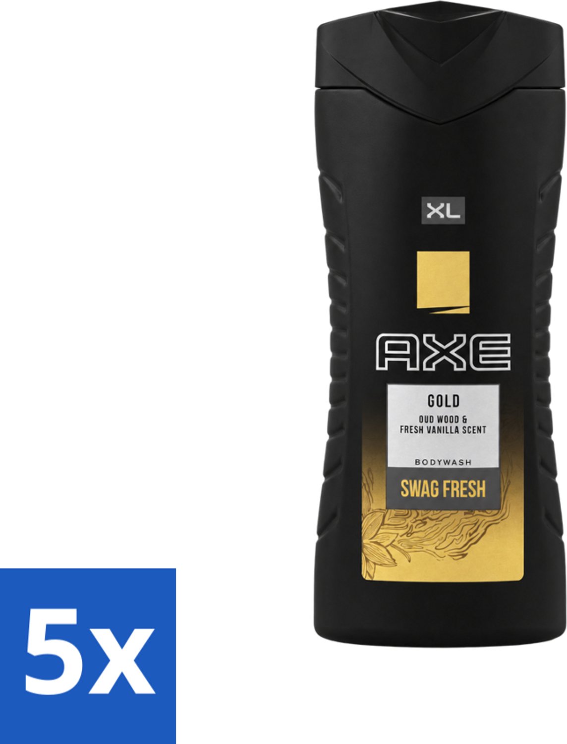 5 x Axe XL - Douchegel - Gold - Oud Wood & Fresh Vanilla - Swag Fresh - 400 ml - Voordeelverpakking - 5 stuks