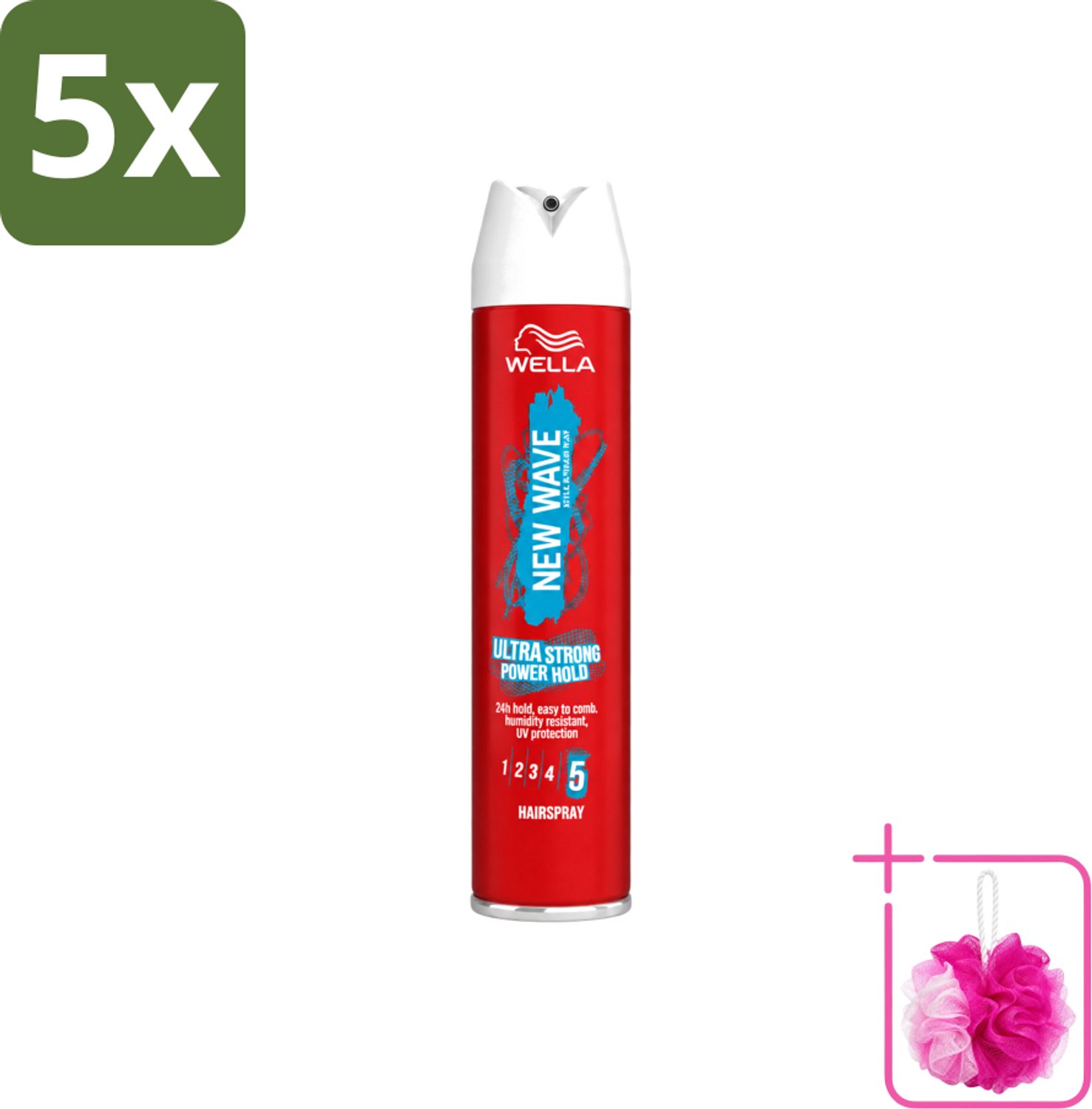 5 x Wella – New Wave Rock’n Hold Ultra Strong – Haarspray – 250 ml - Bulkverpakking - Haarspray - Douchemop - Stevigheid