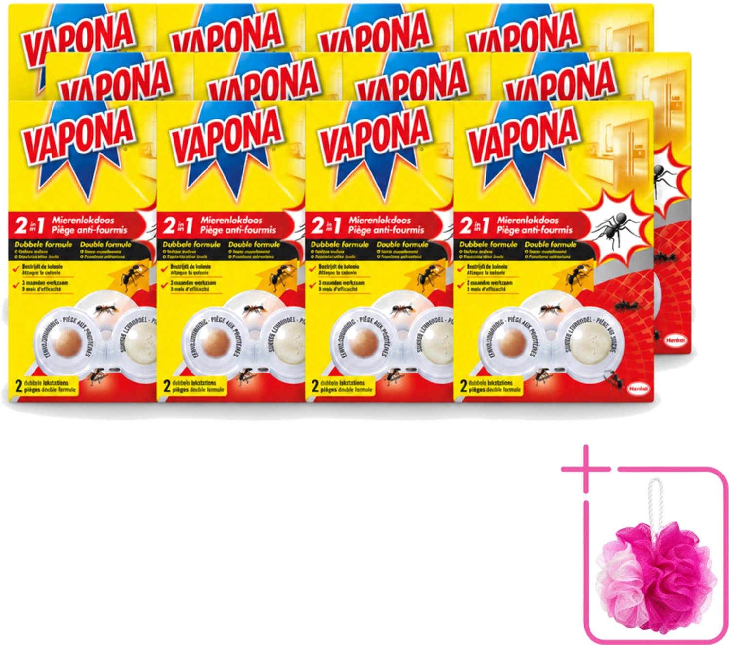 12 x Vapona – Mierenlokdoos – Dubbele Insectenval - Bulkverpakking - Mierenbestrijding - Douchemop - Mierenlokdoos