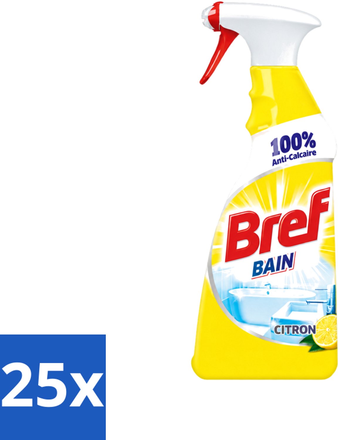 25 x Bref - Badkamerreiniger - Spray - Anti-Kalk - Citroen - 750 ml - Voordeelverpakking - 25 stuks