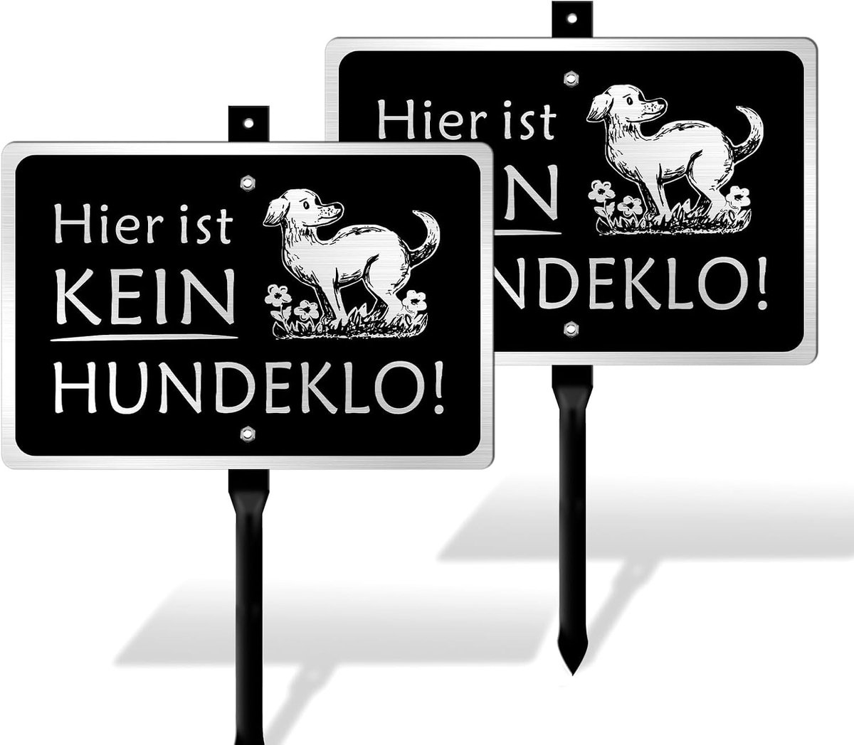 Praatknop hond - Zwart - 20 x 30 cm - Aluminium hondentoiletbord met grondpen - Voor buitengebruik