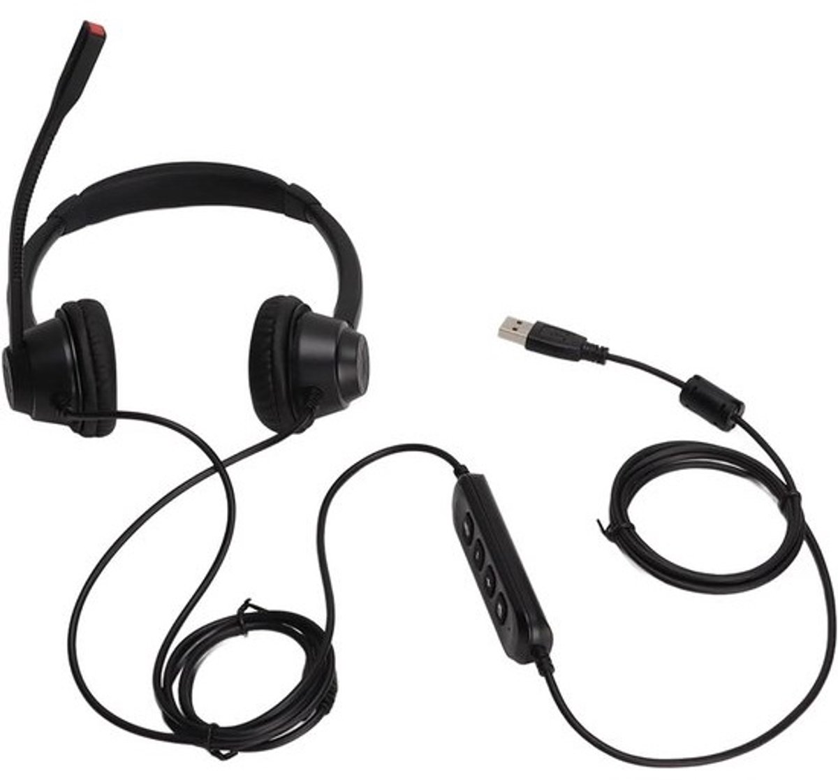 USB Telefoonheadset - Kantoorhoofdtelefoon Callcenter - Telefoongesprekken Voeren - Ruisonderdrukkende Microfoon - 19 x 17 x 5 cm - Zwart