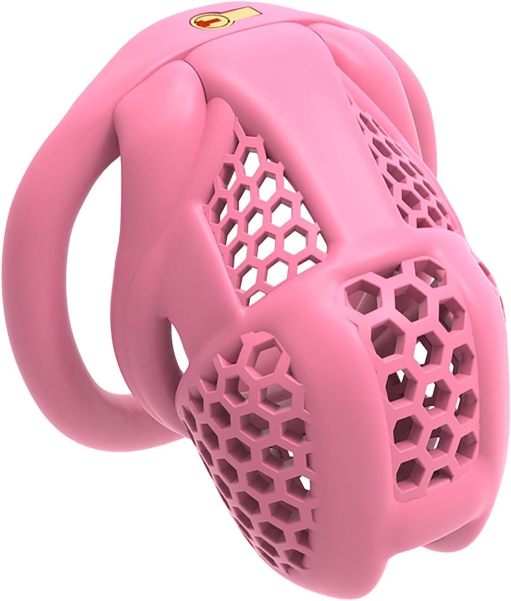 Chastity Cage Male Chastity Cage Small Chastity Devices BDSM Sex Flat Cock Cage for Sexual Adult (Small,Bent Ring)