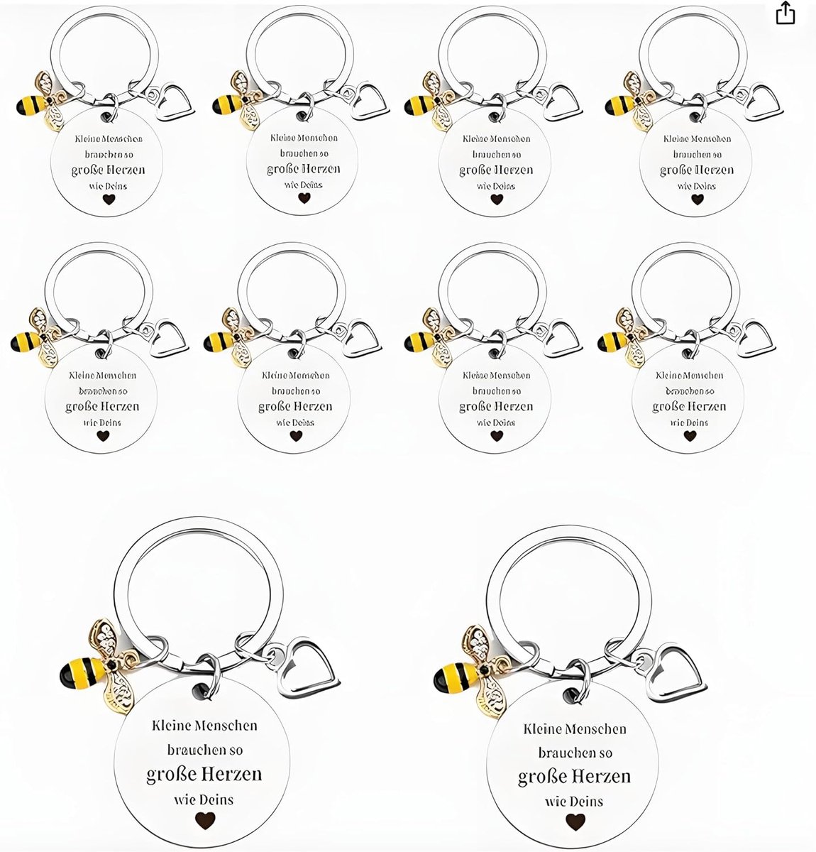 10 Stuks Bedankcadeau Juf Sleutelhanger – Afscheidscadeau voor Leraar, Bedankjes voor Juffen, Kerstcadeaus, Gelukshanger Sleutelhanger voor Leraressen