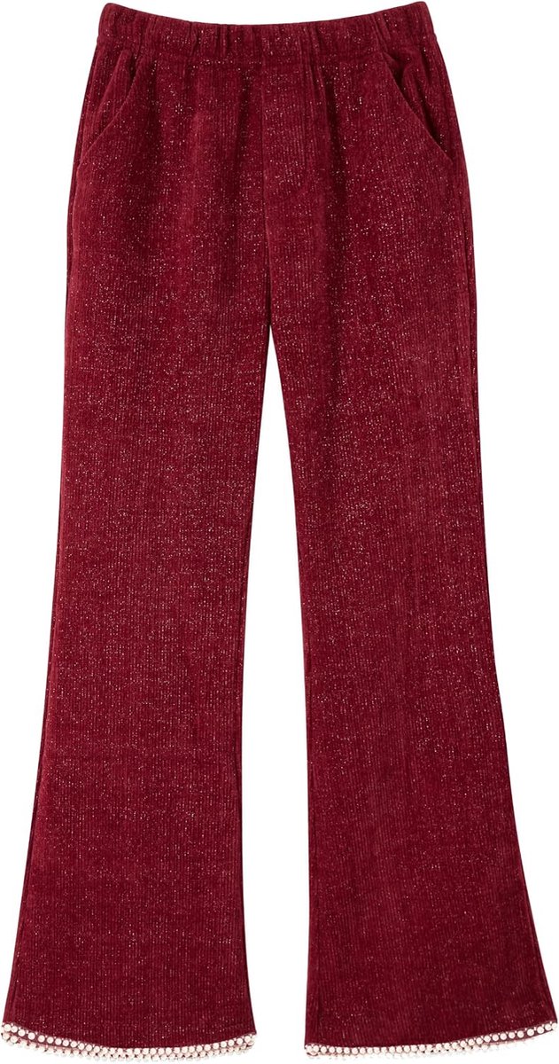 Klokbroek voor meisjes, elastische tailleband, glanzende geribbelde leggings van fluweel met bel en parels, voor kinderen, warm, joggingbroek met zakken