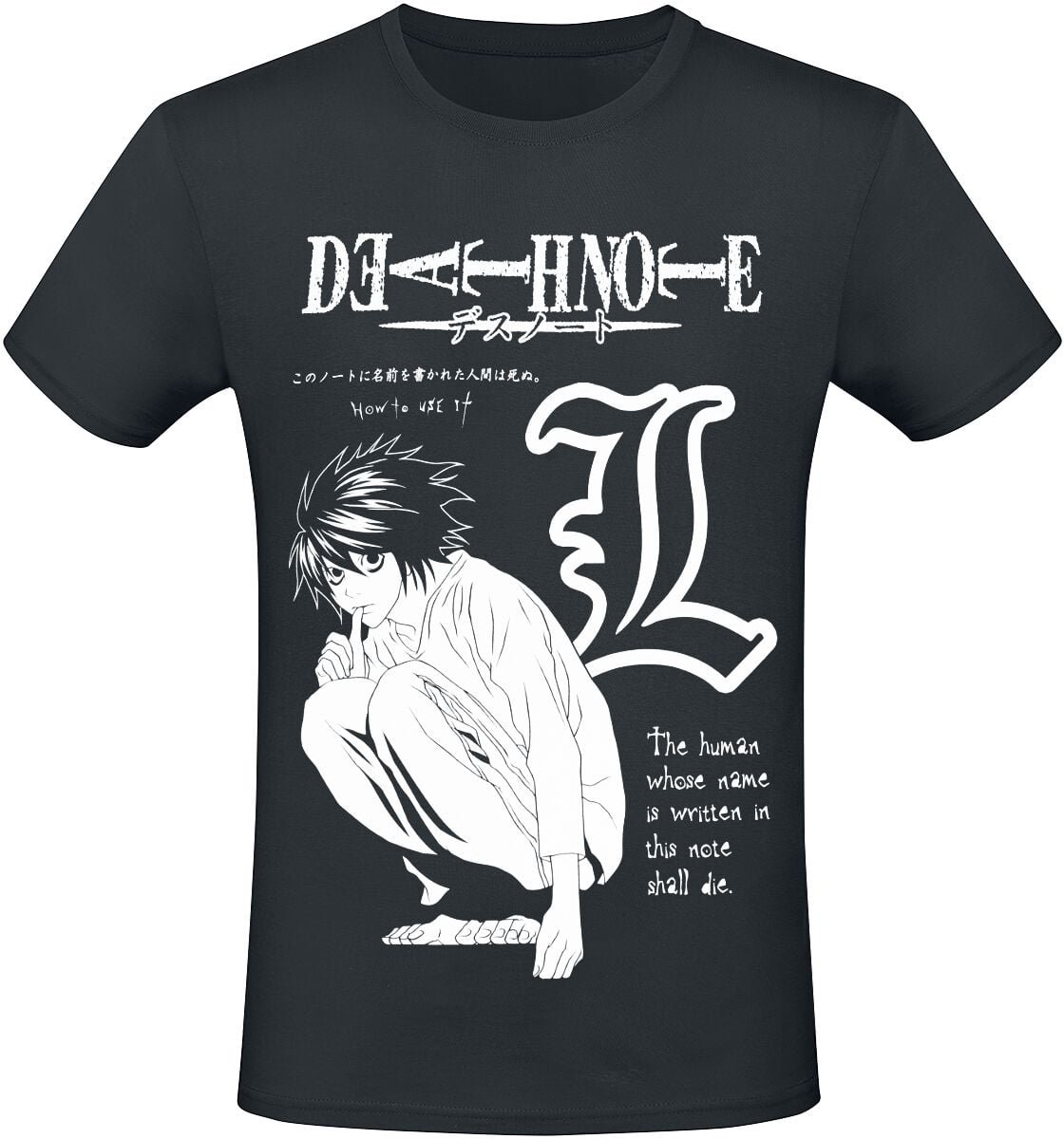Death Note Mono Drawing Heren T-shirt - zwart - XXL