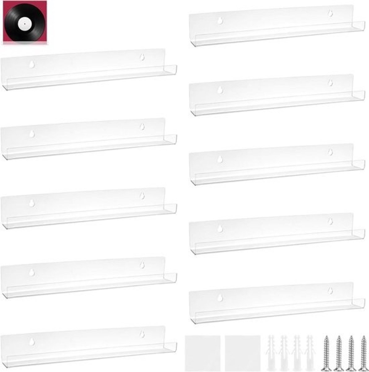 Vinyl Wandhouders - Acryl Rekken - Muur Decoratie - Transparant Materiaal - 305 cm - Transparant