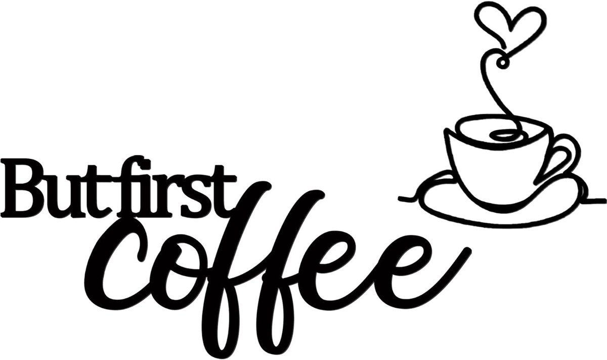 First Koffie Teken Grote Metalen Koffie Bar Sign voor Boerderij Home Office Muur Decor - Zwart