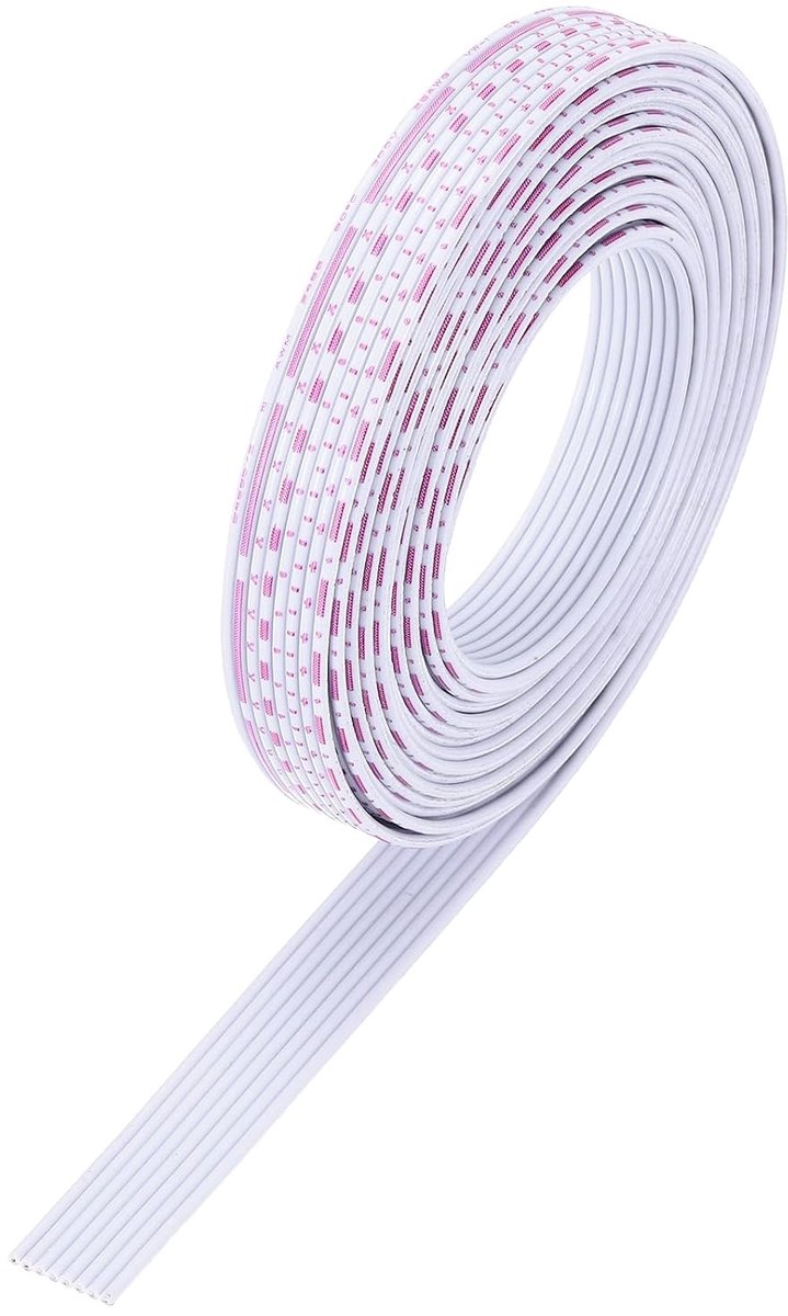 26AWG IDC draad lintkabel 3 m lengte 1,1 mm pitch 8-pins rood en wit voor JTAG/ISP verbinding