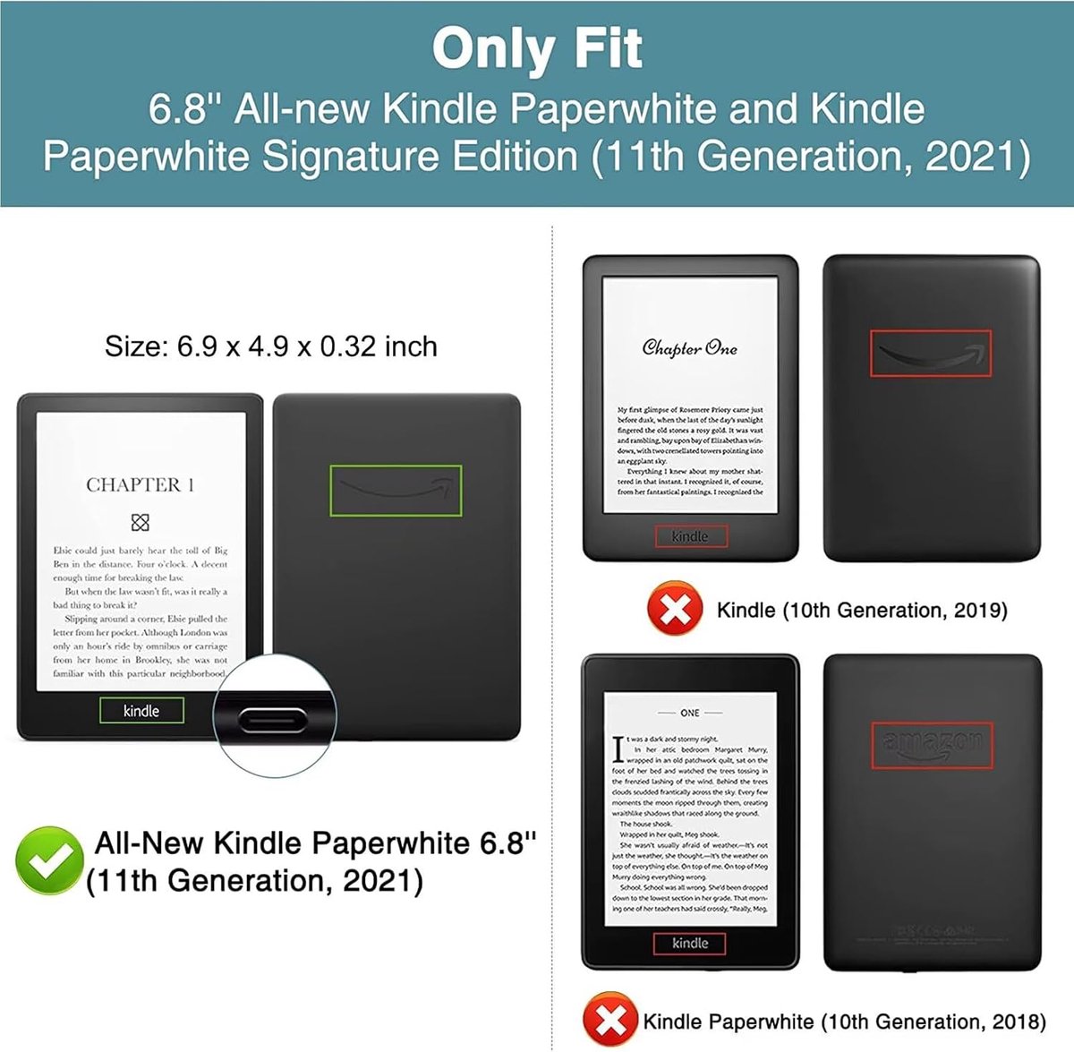 Hoesje voor 6,8" Kindle Paperwhite (11e Generatie 2021), Synthetisch Leer Hoes met Slimmer Wekker/Slaap voor 6,8" Kindle Paperwhite & Handtekening Editie & E-lezer kinderen 2021, Cloth Bue