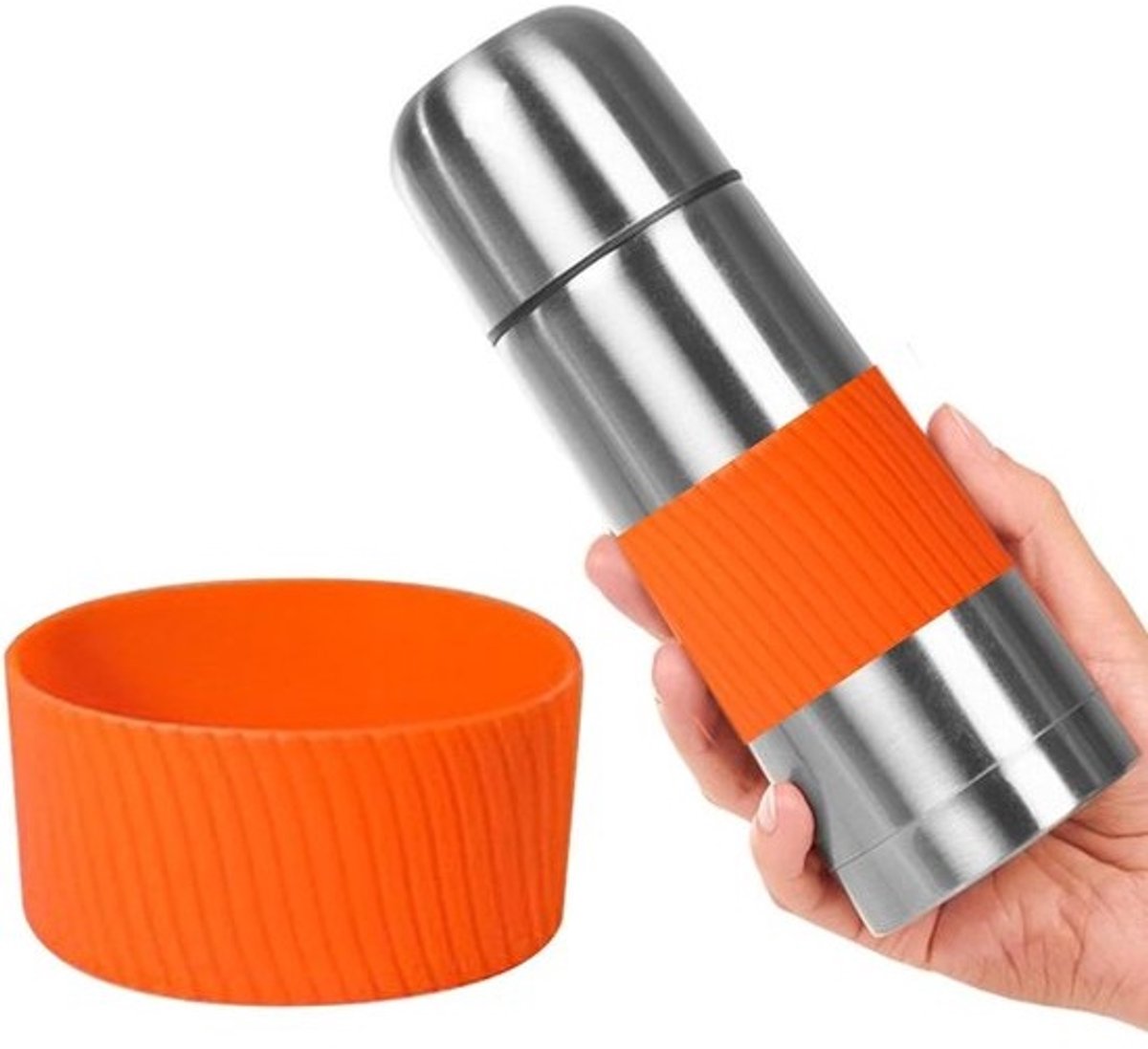 Siliconen Koffiehoes - Bekermanchet Isolatiehoes - Warme Dranken Vasthouden - Hittebestendig Flexibel Materiaal - Diameter 8 cm - Oranje