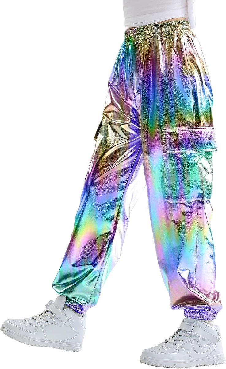 Hiphopbroek voor meisjes, cargobroek met stretch voor jongens, joggers, streetwear en dans