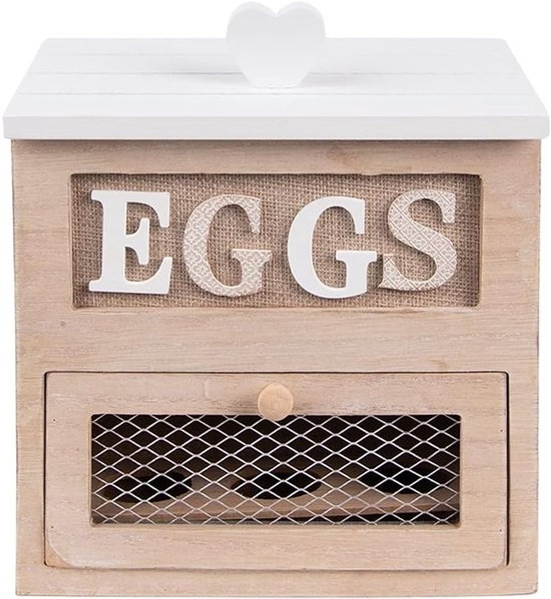 Houten Eierhouder - Eierkastje Eierrekje - Eieren Bewaren - Landelijke Uitstraling - 18x9x20 cm - Bruin