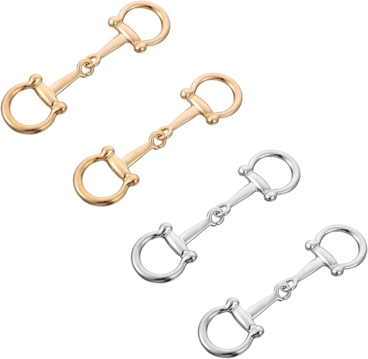 Set van 4 halsdoekringen voor dames, met paardenbit-patroon, metalen sjaalhouder voor zijden doeken, veelzijdige decoratieve clips, accessoires