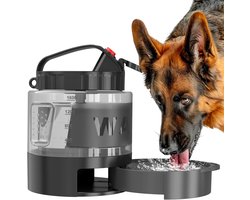 lesotc 1600 ml drinkfles voor honden, draagbare XXL extra grote hondendrinkfles voor onderweg, camping en reizen voor grote honden (zwart)