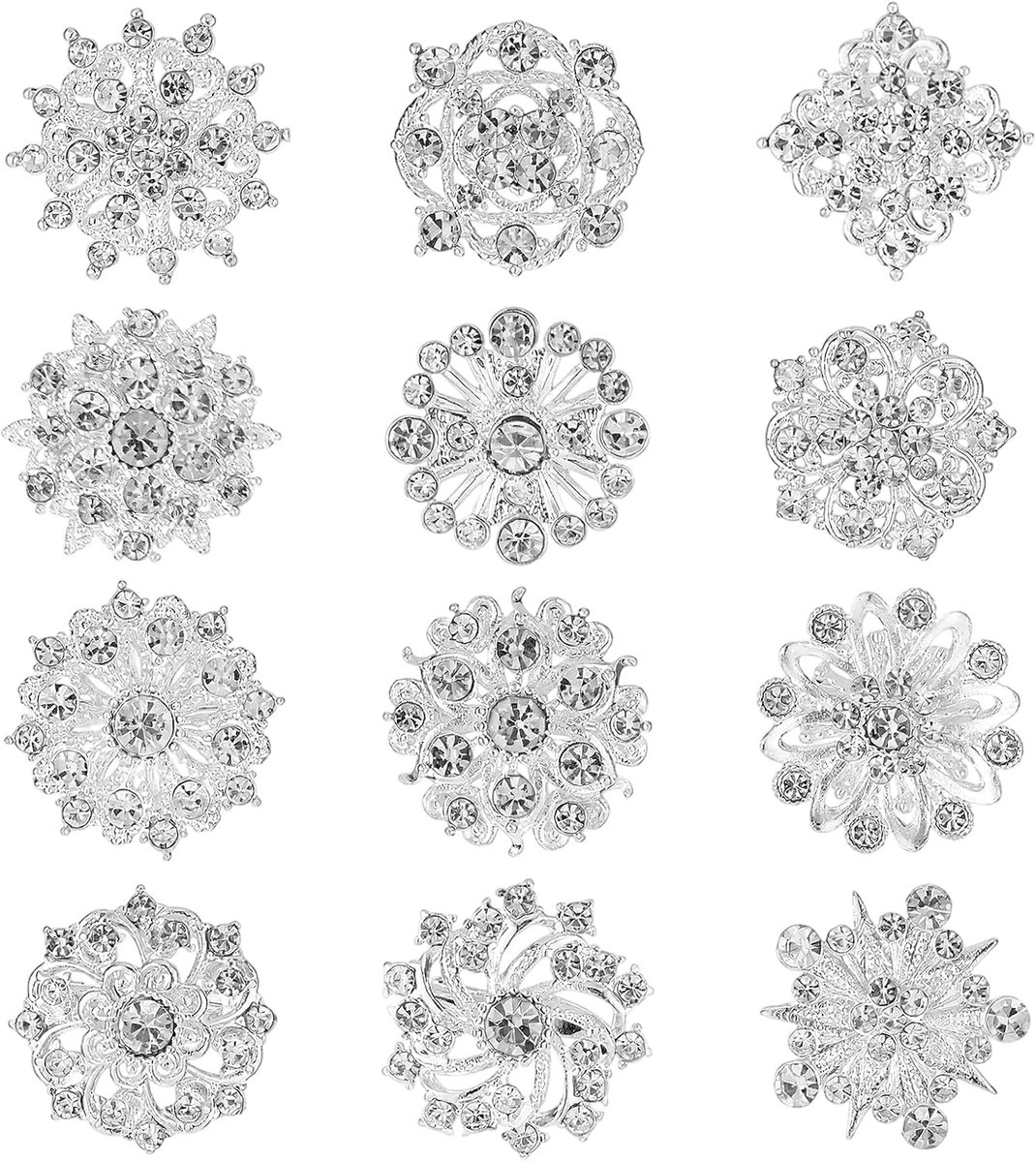 Broches set broche klein zilver broche uitsnede kristal bloem broches spelden kerstcostuum decoratie voor bruid bruidsmeisje bruiloft corsage jurk