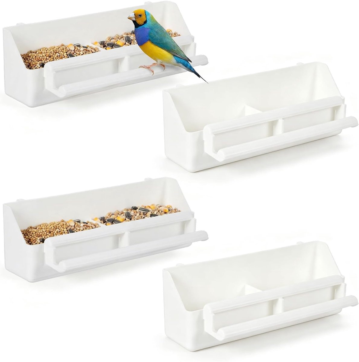 4 stuks vogelvoederbak, kooi Feeder 2 vakken