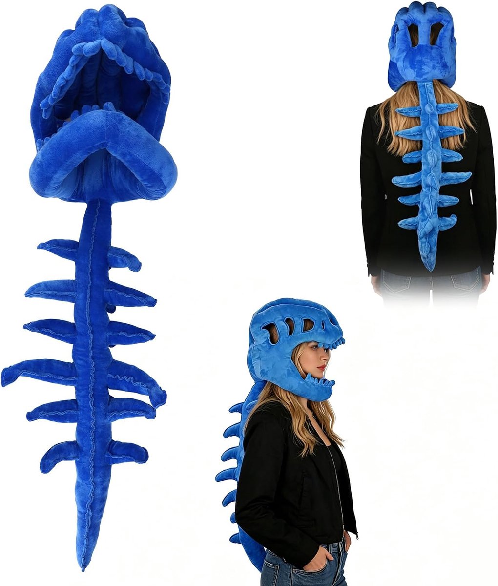 3D Skelet Dinosaurus Kostuum, Realistisch Draagbaar Skeletkostuum met Ruggengraatverlenging Kostuumaccessoires voor Cosplay en Halloweenfeesten