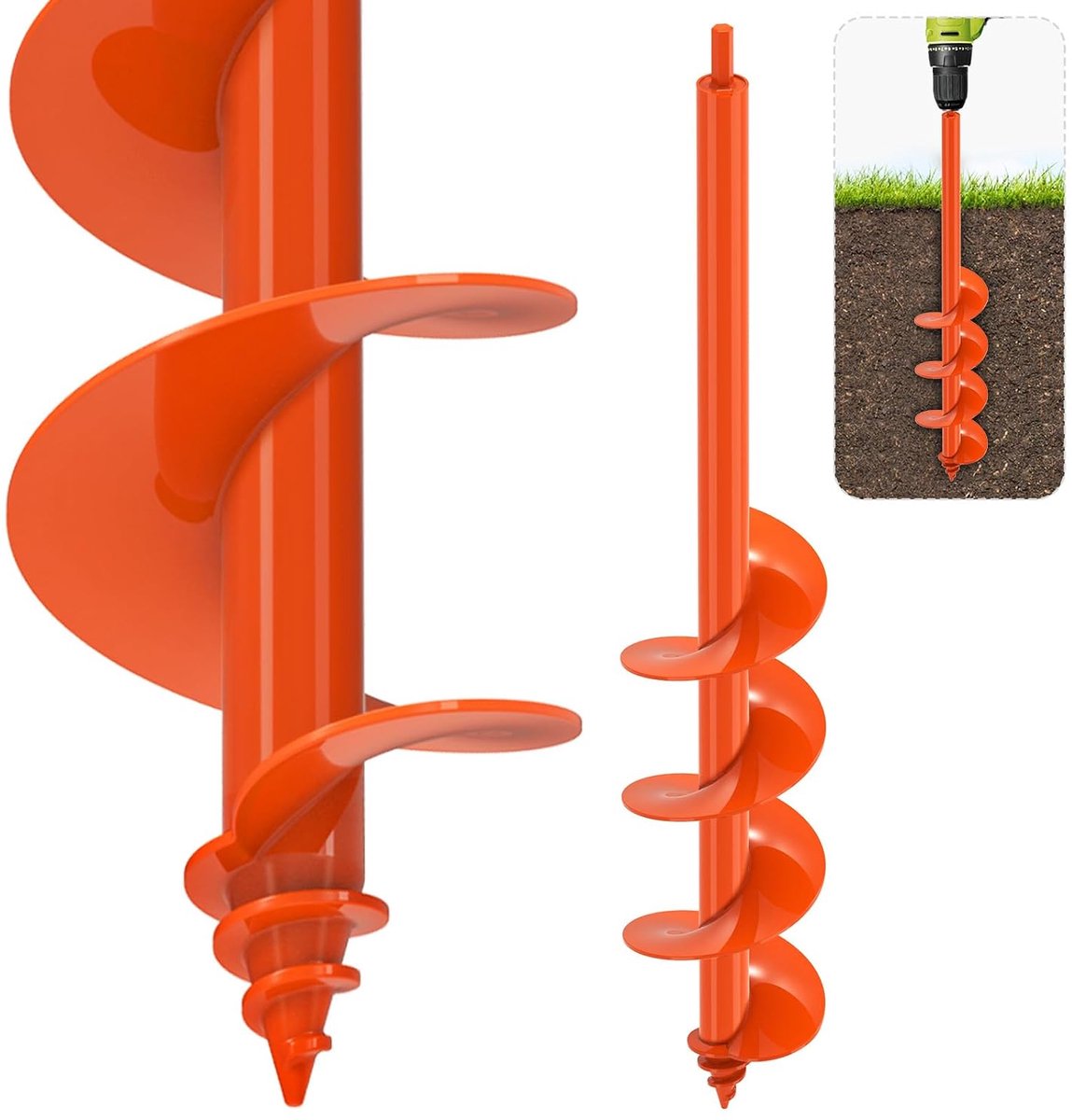 Slangenboor voor planten, 10,2 x 61 cm, robuuste tuinslakkenboor, geschikt voor 3/8 inch zeskantaandrijvingsboor, bloemenplantenbakgereedschap, slangenpaalgatgraafmachine voor bloemen