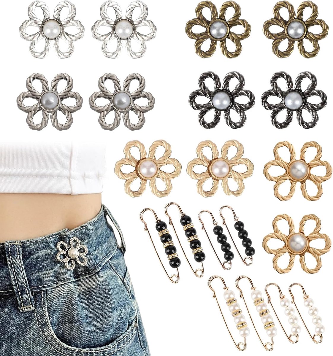 Knopen, 20-delige Set Broek Strakker Maken Clip, Vlinder Gesp & Taille Versteller, Jeans Taille Strakker Maken Knopen, Riem Klemmer
