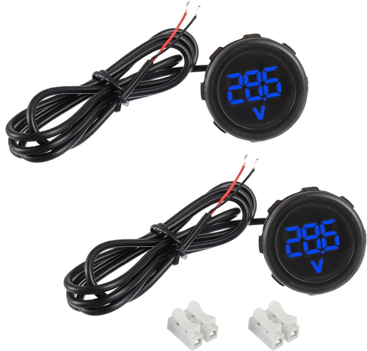 Voltmeter DC 4-100 V 3 cijfers 2 draads led-display waterdicht digitaal display voltmeter voor auto, motorfiets, marineblauw, vrachtwagen, boot, camper, caravan (blauw)