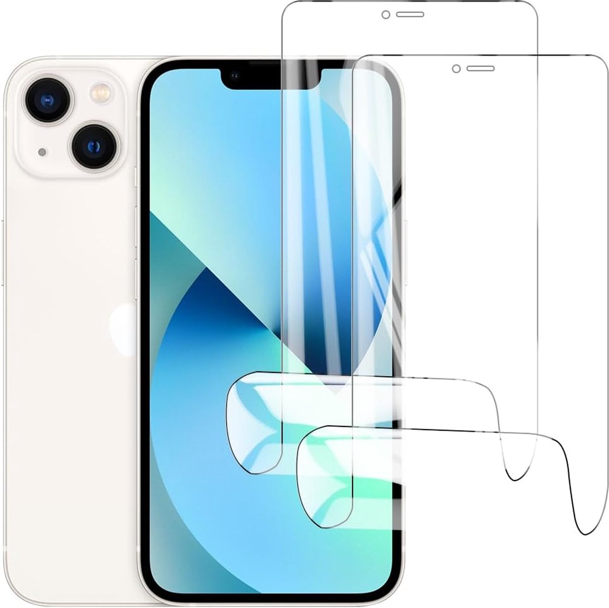 Hydrogelfolie voor iPhone 13, HD-displaybescherming, 2 stuks