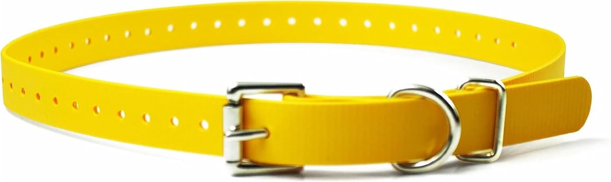 Biothane Hondenhalsband, waterdicht, geurloos, metalen gesp en D-ring verstelbaar, voor individuele pasvorm, koel en comfortabel, voor kleine, middelgrote of grote honden, 7,5 cm, geel