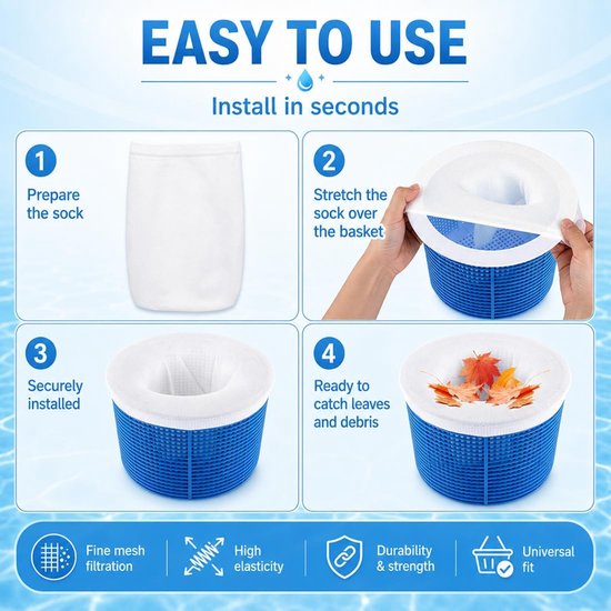 Sokken 10 Stuks, Pool Skimmer Sokken Wit — afbeelding 4