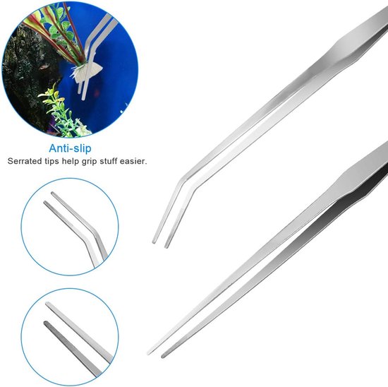 6-in-1 Aquascaping-tool voor waterplanten, roestvrij staal, zilver, pincet, schaar, spatel voor aquarium, schoon aquascaping-gereedschapssets met visnet, 80p PH-papier (zilver) — afbeelding 5