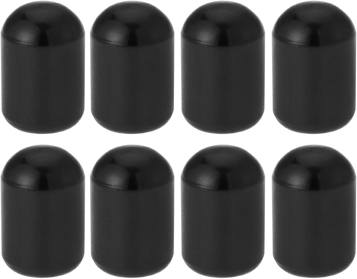 Dailygoods- Ventieldoppen Aluminiumlegering - 8x Ventieldopjes - 16x10,5mm - Antilek Rubber Seal - Geschikt voor Auto's/Fietsen - Zwart - Ventieldop