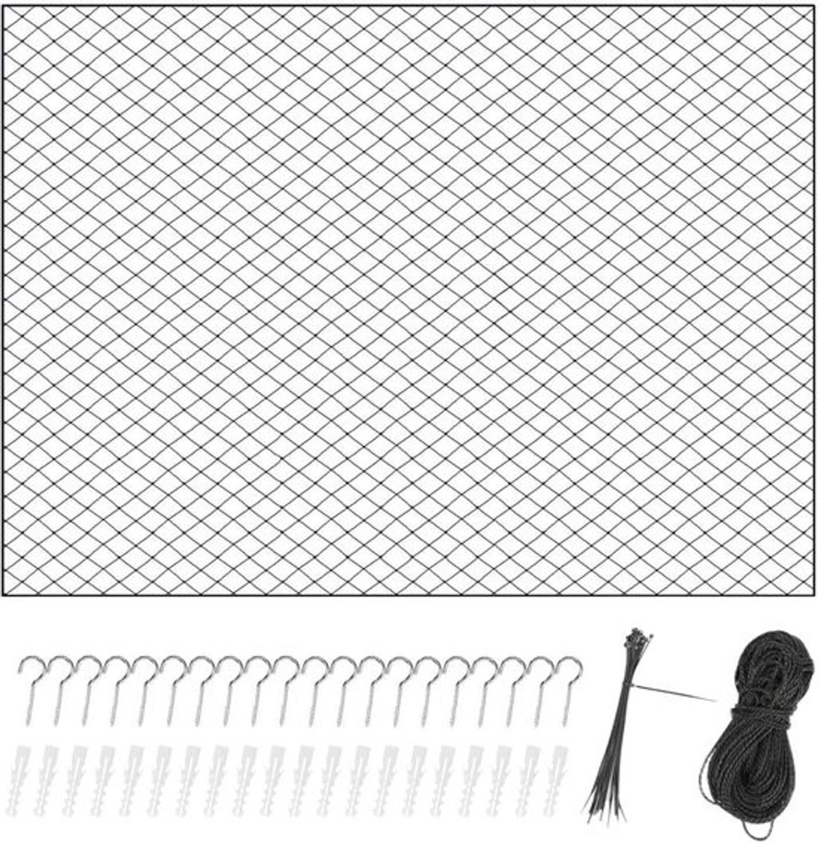 Kattenbalkonnet - Veiligheidsnet Huisdier - Balkon Beveiligen - UV-bestendig Nylon - 300x200 cm - Zwart