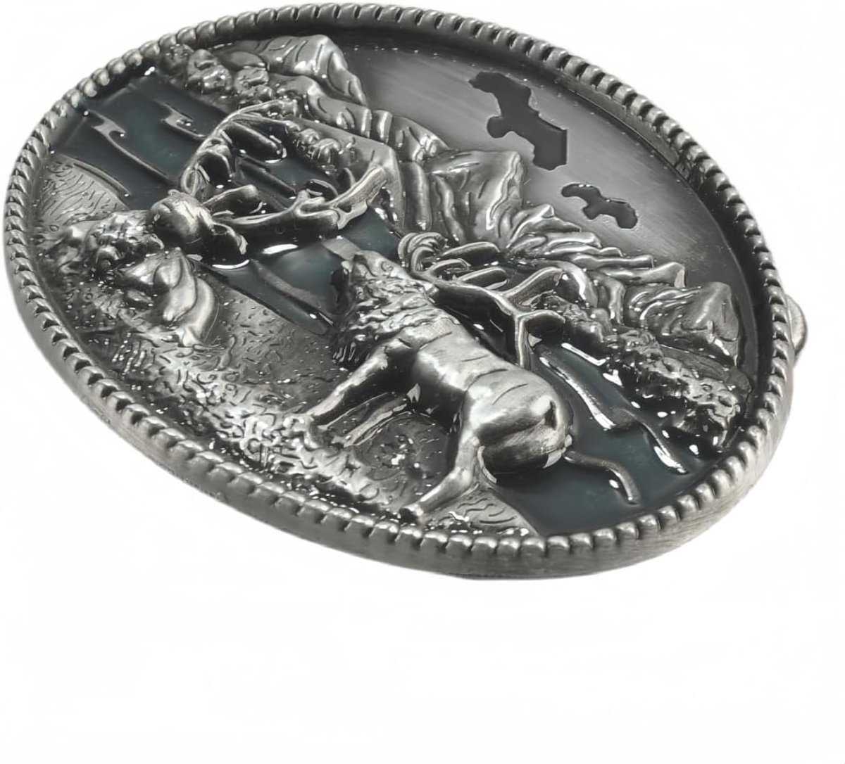 Riem Gesp voor Heren Vintage Gegraveerde Elk & Stag Taille Riem Gesp voor Broek Western Buckle Tailleband Accessoires 8.9x7.1cm