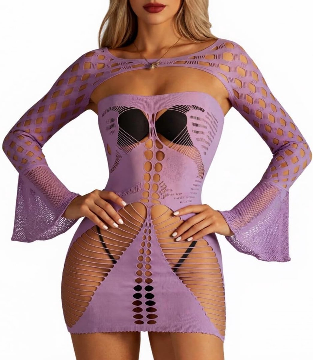 Dames lingeriejurk sexy babydoll negligé net nachthemd rave-outfit