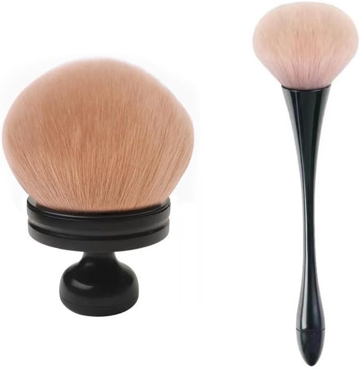 2 Stuks Poederkwast Set Kabuki Kwast Make Up Gezichtskwast Blush Kwast Cosmetische Kwasten Voor Losse Poeder Finishing Powder Foundation Make Up Tools Voor Dames