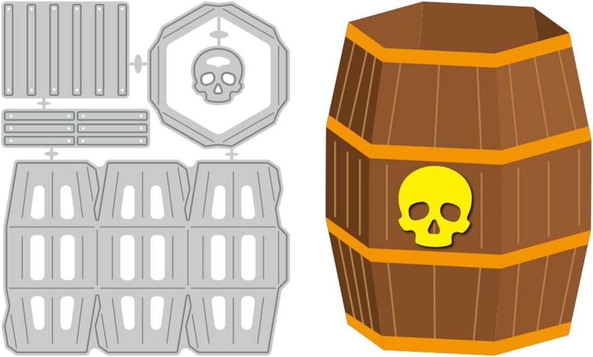 3D piraten vat schedel stanssjabloon kaarten maken stanssjabloon koolstofstaal stansen scrapbooking reliëfsjabloon voor wenskaarten knutselalbum brief Halloween uitnodiging envelop decor