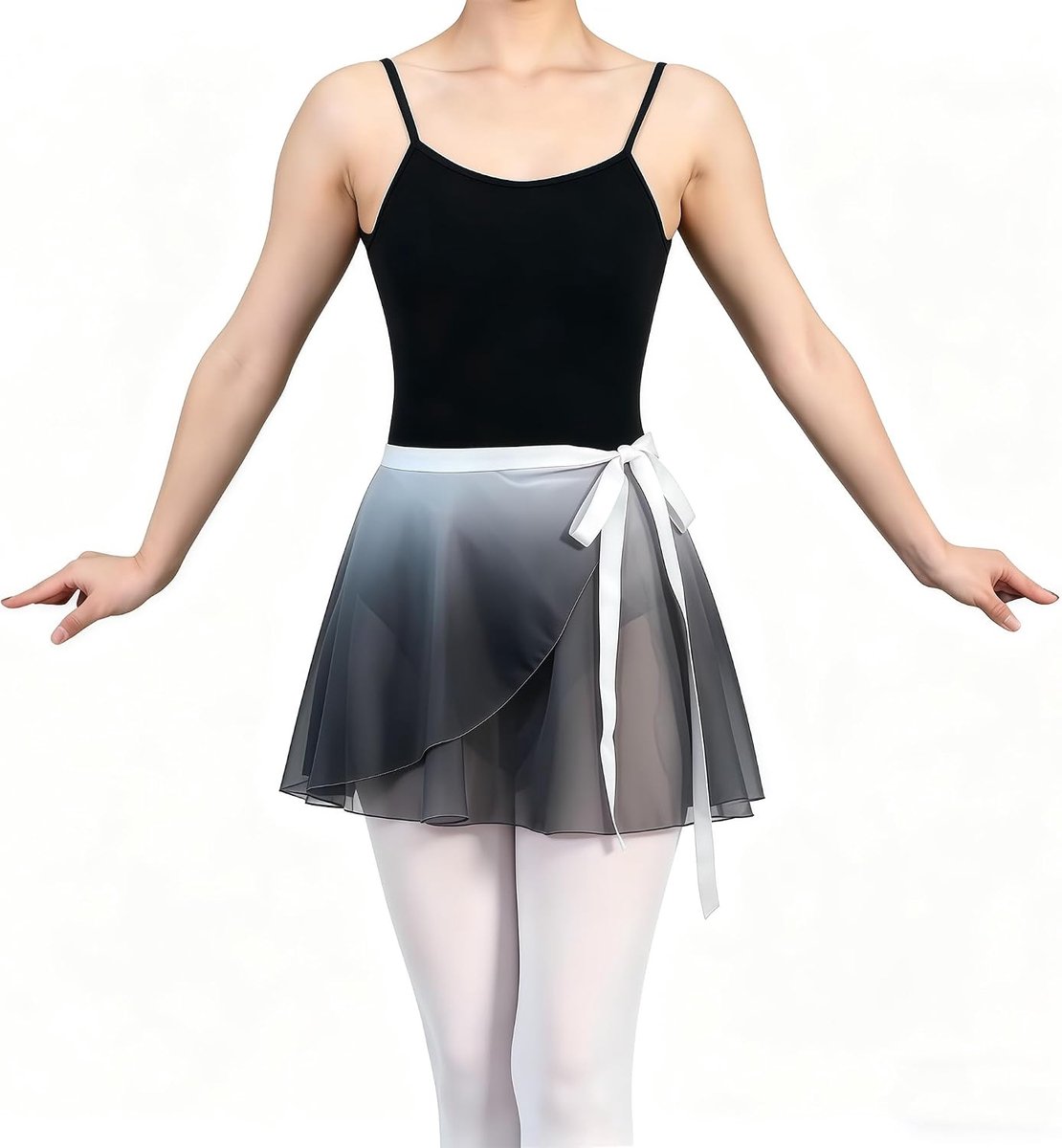 Balletkleding voor dames, balletrok, verstelbare taille, stropdassen, chiffon, wikkelrok, dansrok voor dames en meisjes