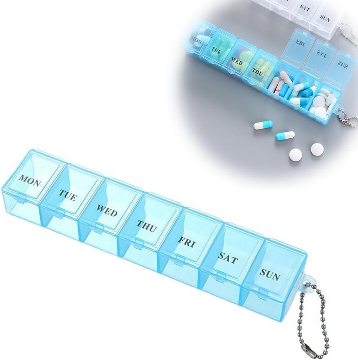 Wekelijkse Medicijn Doos voor 7 Dagen met Grote Print - Handige Pillen Organizer voor Thuis en Op Reis, Geschikt voor Ouderen