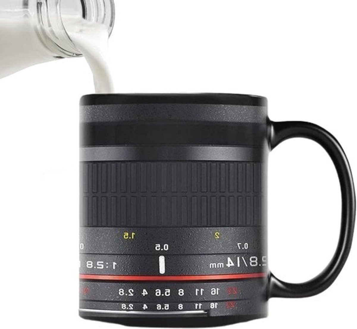 Camera Lens Mok - Fotografie Koffiecup - Bureau Decoratie - Realistisch Ontwerp - 350ml Inhoud - Zwart