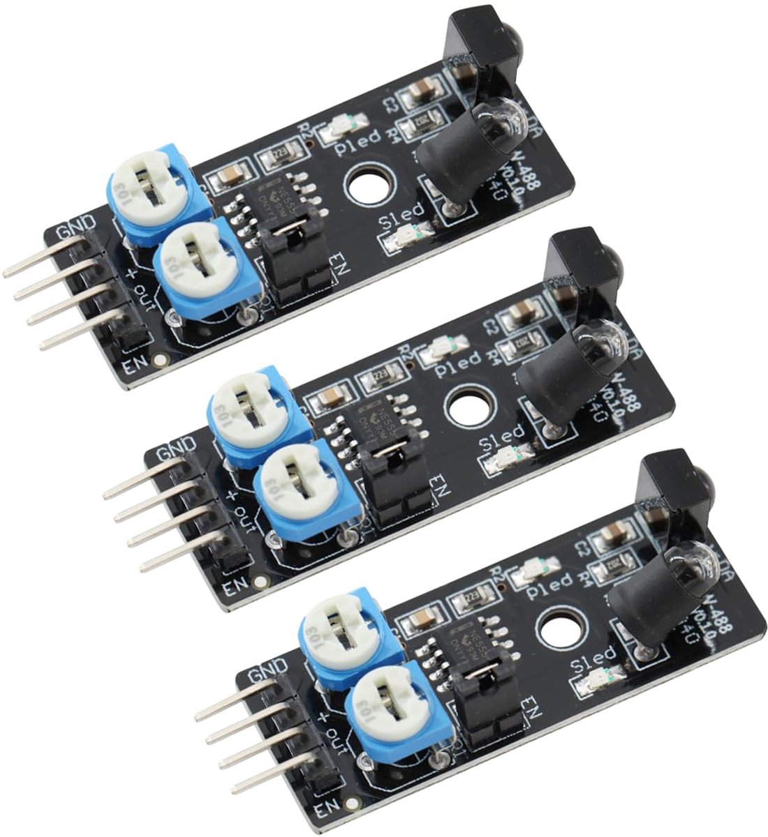 Infrarood Obstakelvermijdings Sensormodule 4-pins Infraroodsensor Detectieafstand 2-40cm voor Arduino Smart Car Robot (Verpakking van 3)