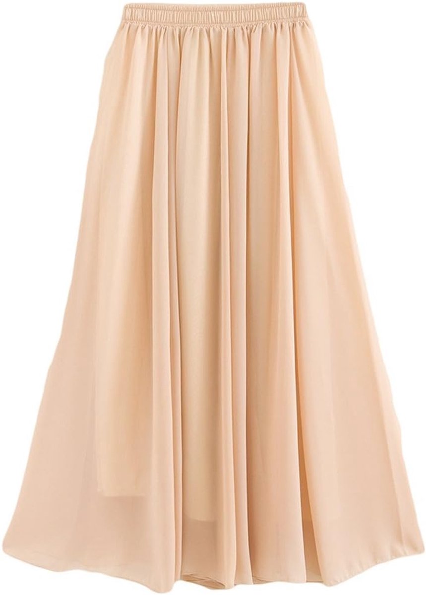 Dames uitgerekte taille chiffon lange rokken vloeiende rok