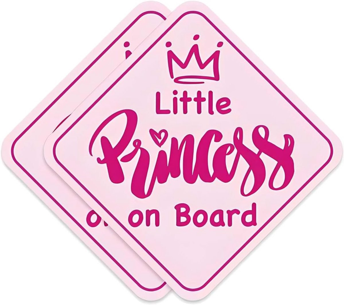2 Baby On Board autostickers, roze, standaard, 13 x 13 cm, voor voertuigen