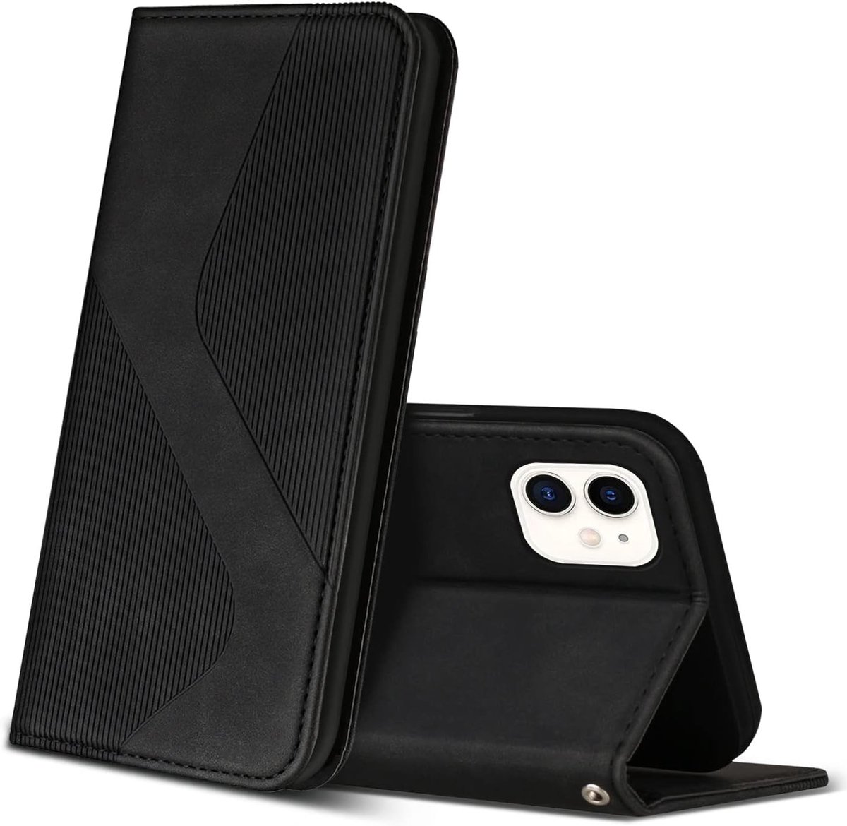 Hoesje voor iPhone 11, PU Kunstleer Bookcase Telefoonhoesjes met [Kaartsleuven] [Stand], Flip Case Beschermhoesje voor iPhone 11 (Zwart)