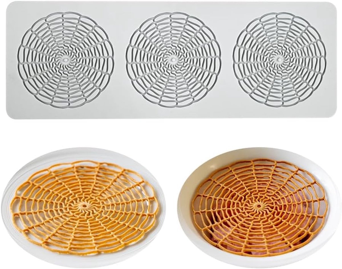 Fondant Kant Mat, Sugar Craft Impression Mold Eetbare Cake Moleculaire Cuisine Decoreren, 3 Gaten Mesh