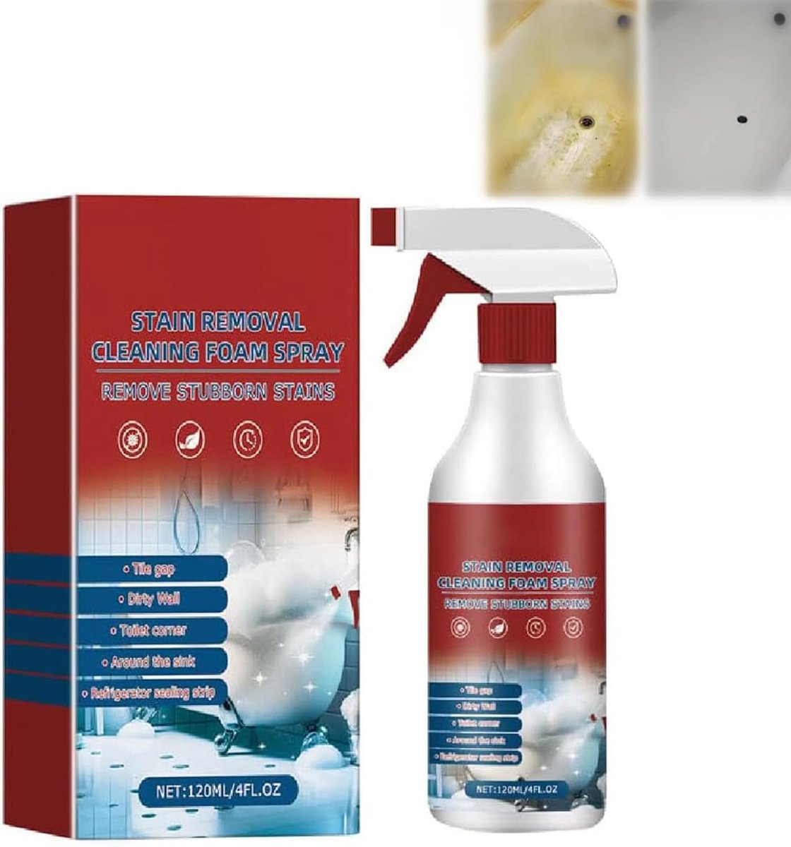Limpieza de Espuma Multiusos, multifunctionele reiniger voor badkamer, Limpiador de Espuma de Baño, reinigingsschuim voor badkamer, 120 ml, reinigingsschuim, vlekverwijderaar, 120 ml